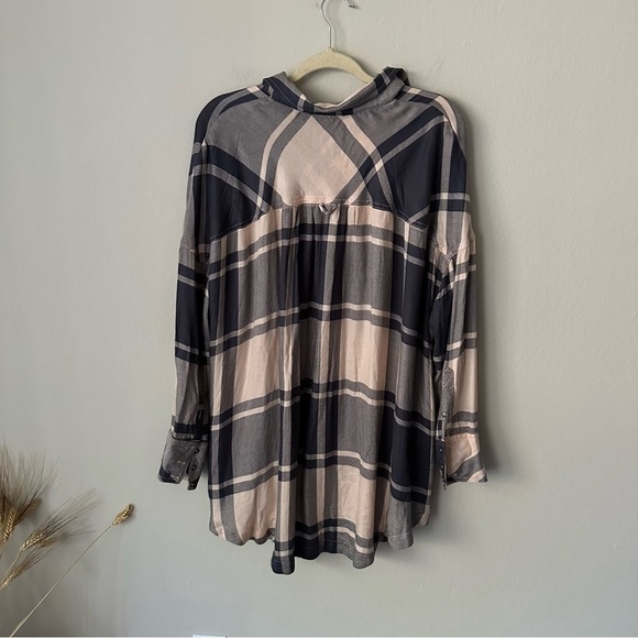 Free People Oversized Flannel Button Down Long Sleeve Shirt Western Fall Small - Picture 12 of 12